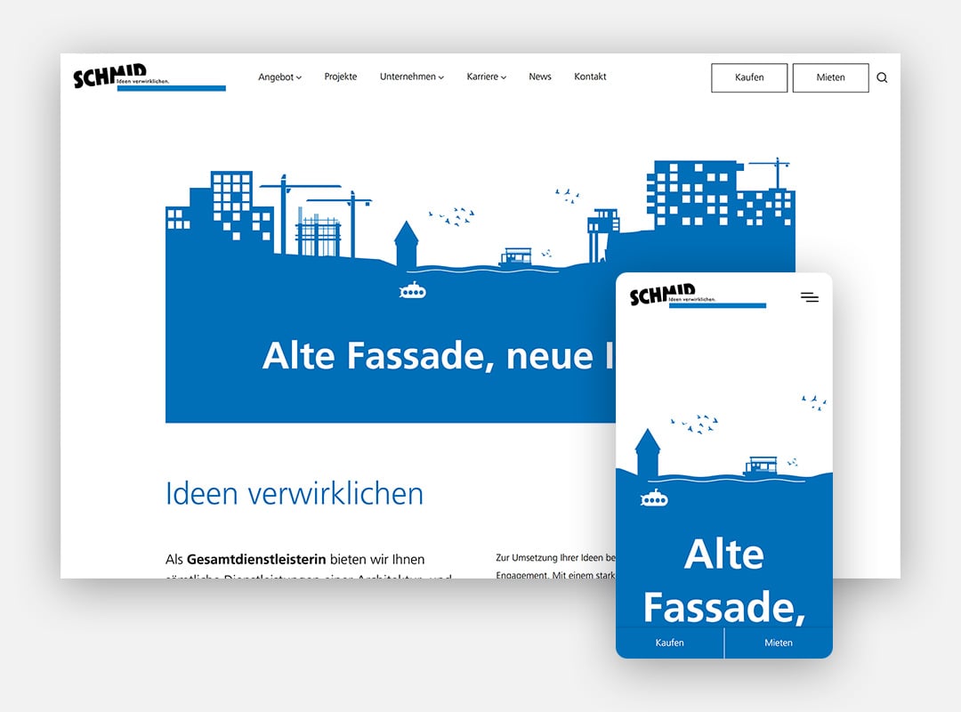 Screenshot nach dem Website Redesign mit HubSpot der Website der Schmid Gruppe